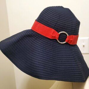 NWOT - Ralph Lauren Sun Hat - Navy with Red Grosgrain Ribbon: Size M